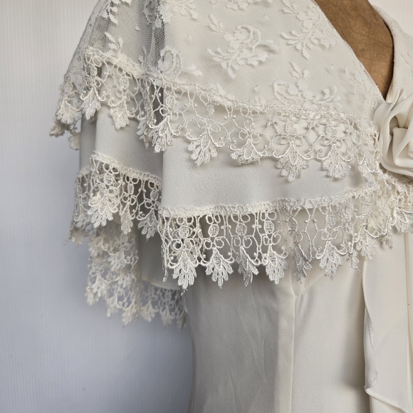 Vintage Scott McClintock Cream Lace Rose Dress - Picture 3 of 9